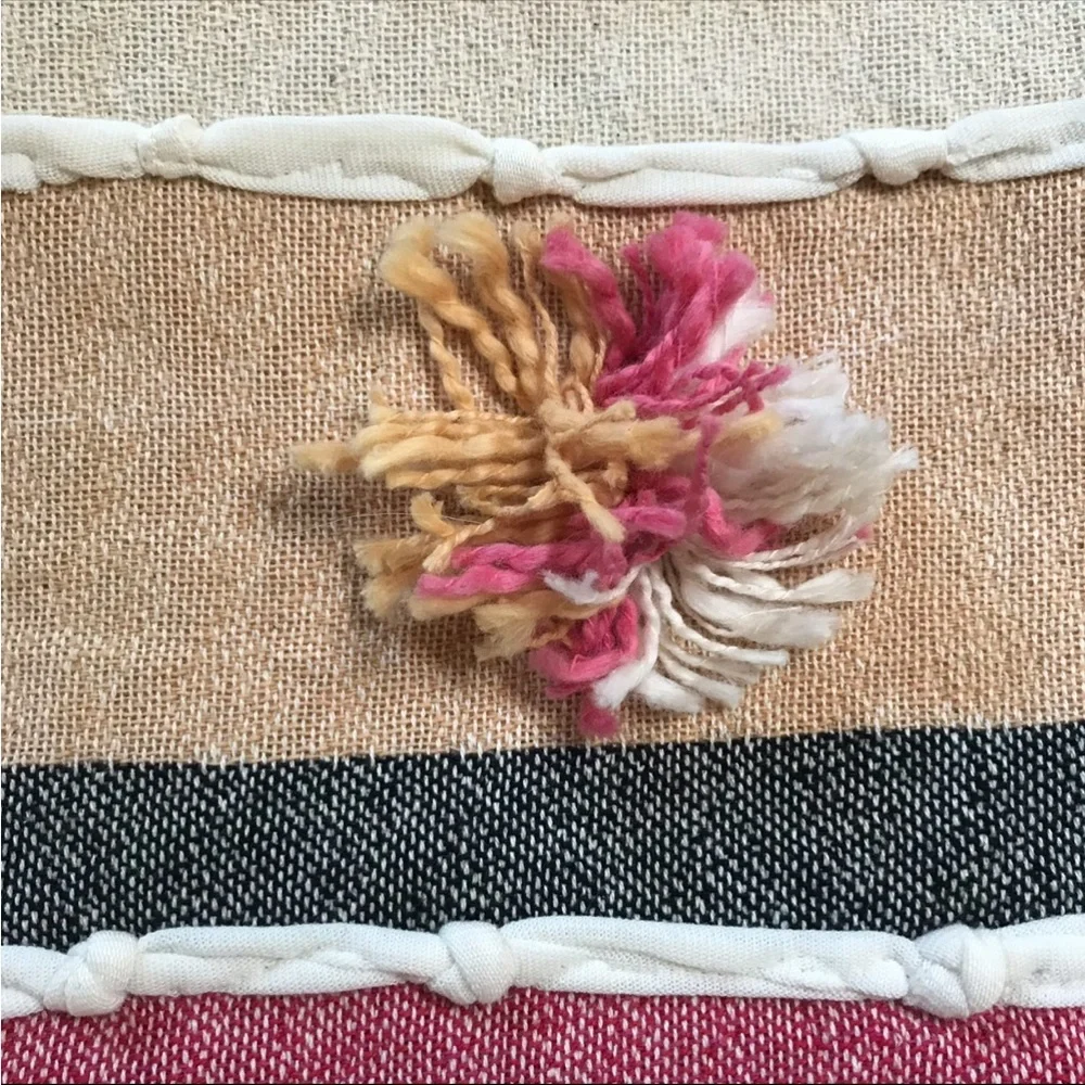Pier 1 Imports Embellished Tassel Striped Table Runner NWT